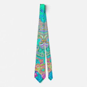 Groovy Abstract Retro Rainbow Liquid Swirl Tie