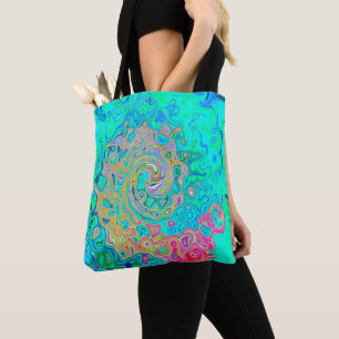Groovy Abstract Retro Rainbow Liquid Swirl Tote Bag