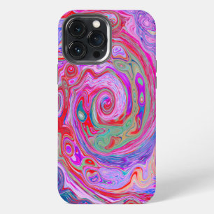 Groovy Abstract Retro Red, Purple and Pink Swirl iPhone 13 Pro Max Case