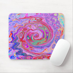 Groovy Abstract Retro Red, Purple and Pink Swirl Mouse Pad
