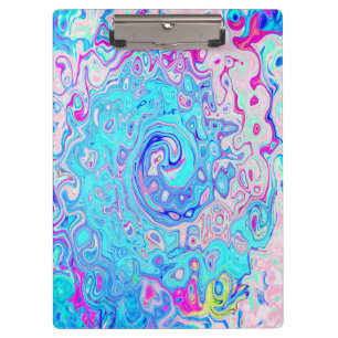 Groovy Abstract Retro Robin's Egg Blue Swirl Clipboard