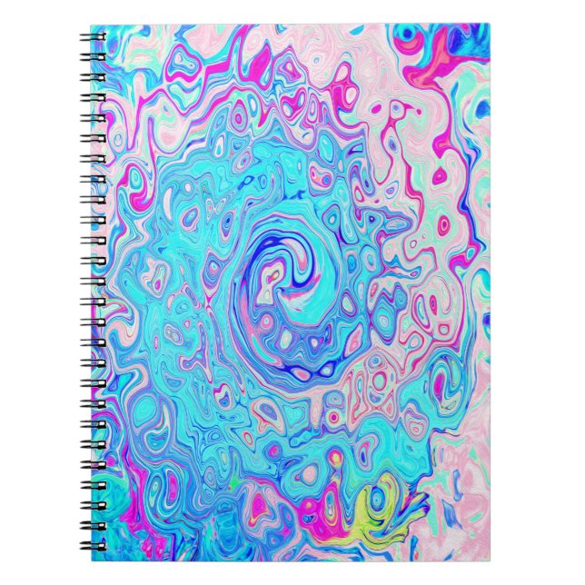Groovy Abstract Retro Robin's Egg Blue Swirl Notebook (Front)