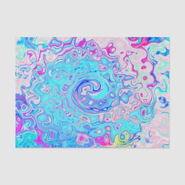 Groovy Abstract Retro Robin's Egg Blue Swirl Tissue Paper (Front)