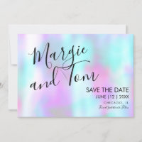 Groovy Abstract Script Save the Date Pink Blue