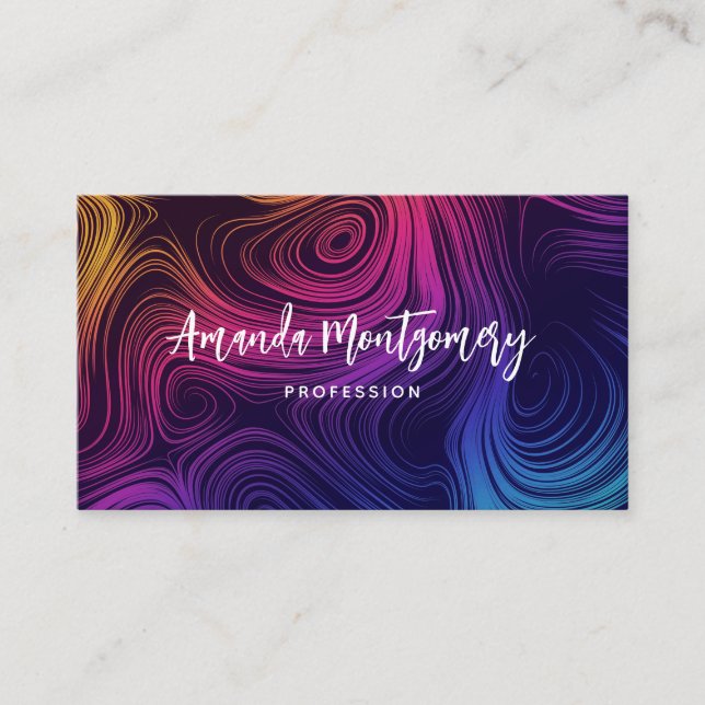 Groovy Abstract Swirls and Circles Cool Business Card (Front)
