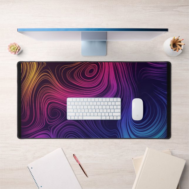 Groovy Abstract Swirls and Circles Cool Desk Mat (Office 1)