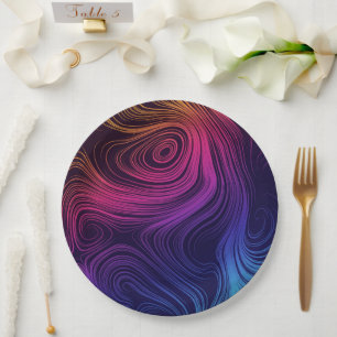 Groovy Abstract Swirls and Circles Cool Paper Plate