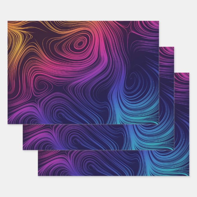 Groovy Abstract Swirls and Circles Cool Wrapping Paper Sheet (Set)
