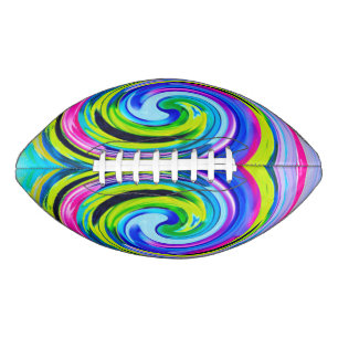 Groovy Abstract Yellow and Navy Blue Swirl Football