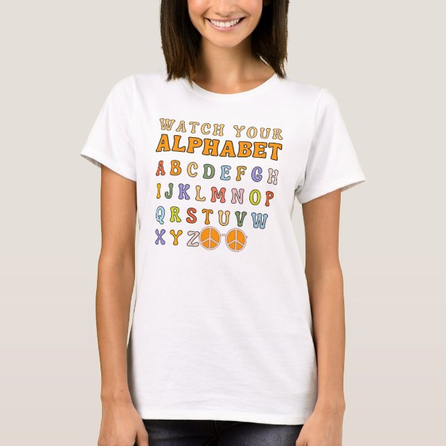 Groovy Alphabet Letters T-Shirt (Front)