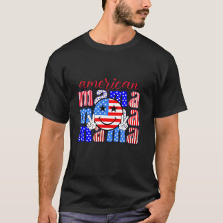 Groovy American Mama Patriotic Mum Mother s Day Ju T-Shirt