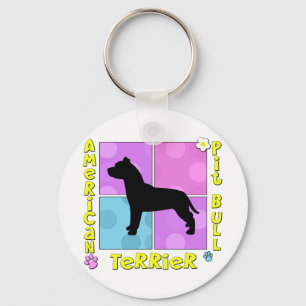 Groovy American Pit Bull Terrier Key Ring
