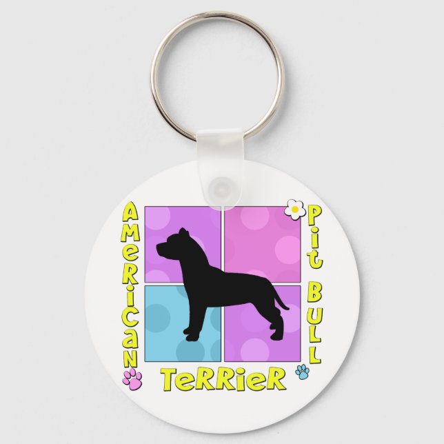 Groovy American Pit Bull Terrier Key Ring (Front)