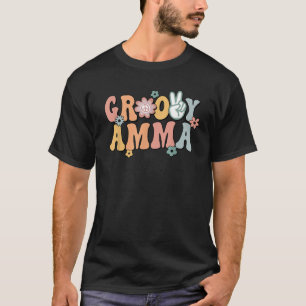 Groovy Amma Retro Mom Matching Family 1st Birthday T-Shirt