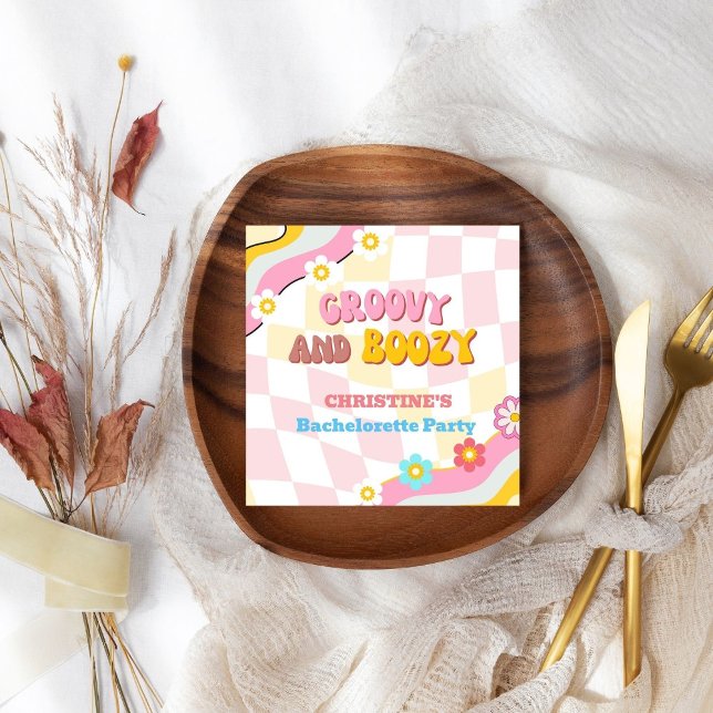 Groovy And Boozy  Bachelorette Party Decor 70'S  Napkin (Creator Uploaded)