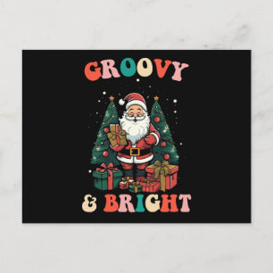 Groovy And Bright Christmas Santa Holiday Retro Postcard