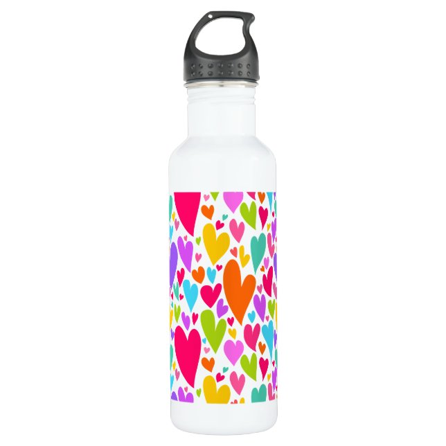 Groovy and Romantic Colourful Hearts Valentine 710 Ml Water Bottle (Front)