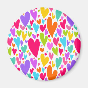 Groovy and Romantic Colourful Hearts Valentine Magnet