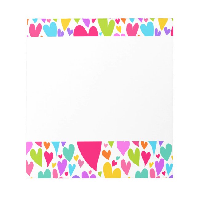 Groovy and Romantic Colourful Hearts Valentine Notepad (Front)