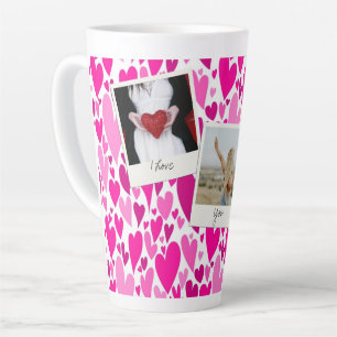 Groovy and Romantic Pink Hearts Valentine Photo  Latte Mug