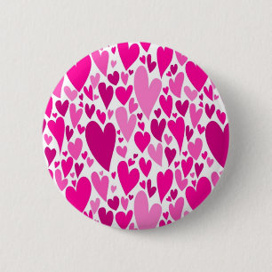 Groovy and Romantic Pink Hearts Valentine's Day 6 Cm Round Badge