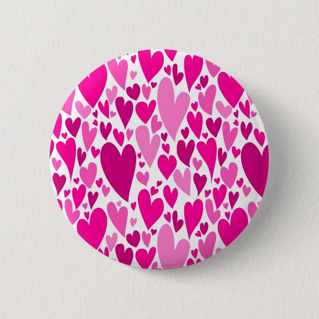 Groovy and Romantic Pink Hearts Valentine's Day 6 Cm Round Badge (Front)