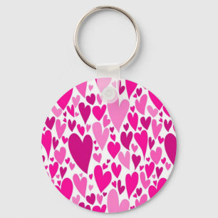 Groovy and Romantic Pink Hearts Valentine's Day Key Ring