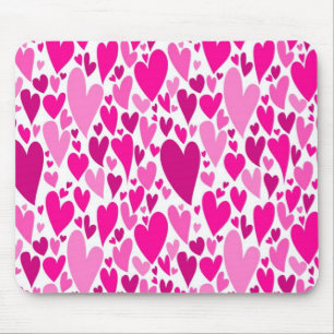 Groovy and Romantic Pink Hearts Valentine's Day Mouse Pad