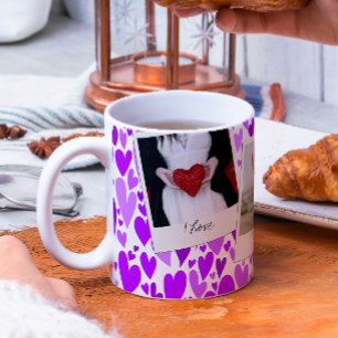 Groovy and Romantic Purple Hearts Valentine Photo  Coffee Mug