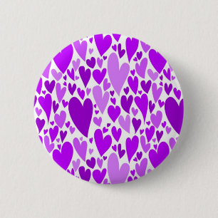 Groovy and Romantic Purple Hearts Valentine's Day 6 Cm Round Badge