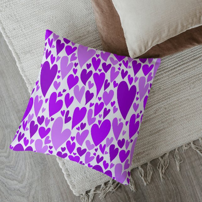 Groovy and Romantic Purple Hearts Valentine's Day Cushion (Creator Uploaded)