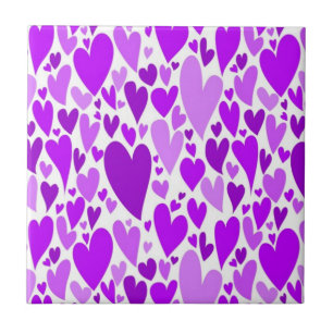 Groovy and Romantic Purple Hearts Valentine's Day Tile