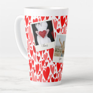 Groovy and Romantic Red Hearts Valentine Photo  Latte Mug