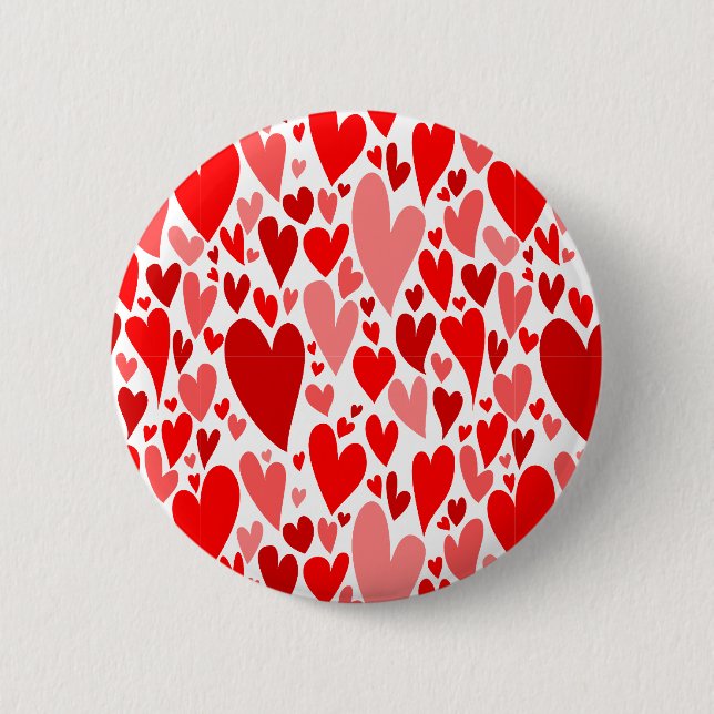 Groovy and Romantic Red Hearts Valentine's Day 6 Cm Round Badge (Front)