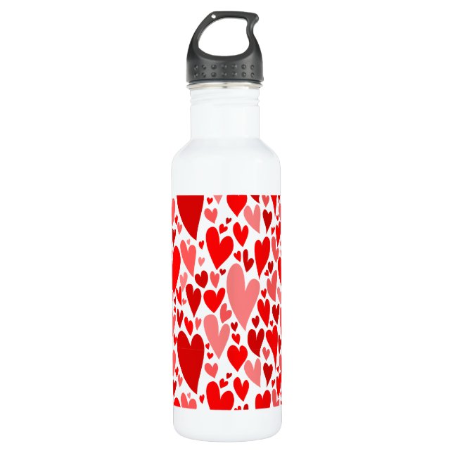 Groovy and Romantic Red Hearts Valentine's Day 710 Ml Water Bottle (Front)