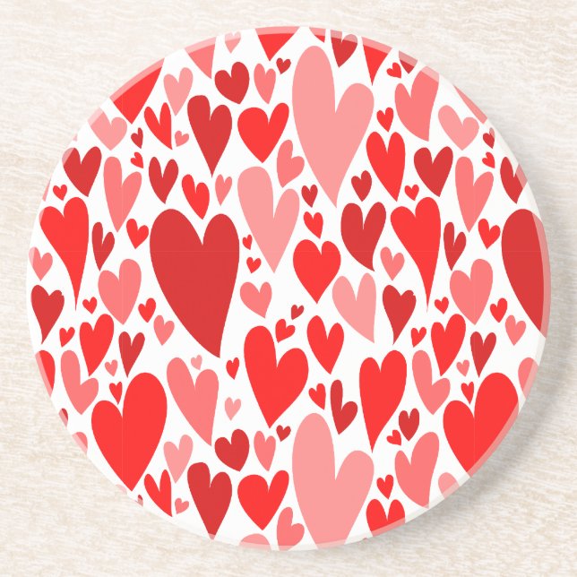 Groovy and Romantic Red Hearts Valentine's Day Coaster (Front)
