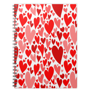 Groovy and Romantic Red Hearts Valentine's Day Spiral Notebook
