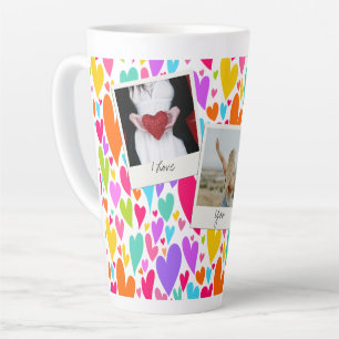 Groovy and Romantic Vibrant Heart Valentine Photo Latte Mug