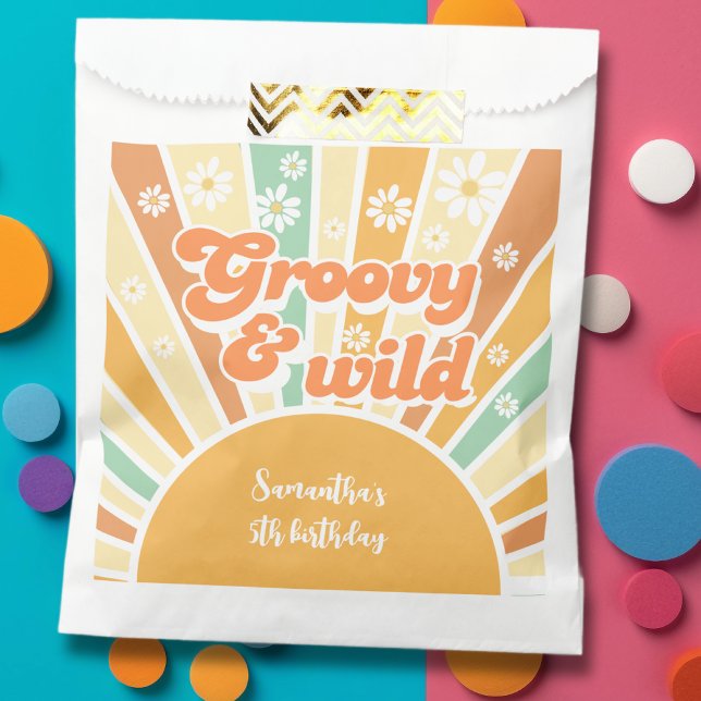 Groovy and wild retro sun kids birthday favour bags (Creator Uploaded)