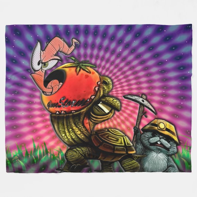 Groovy Animated Animals Fleece Blanket (Front (Horizontal))