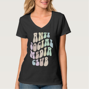 Groovy ANTI SOCIAL MEDIA CLUB Retro Introvert Stay T-Shirt