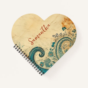 Groovy Aqua Orange Pattern Notebook