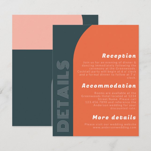 Groovy Arch Retro Wedding Details | Bright Orange (Front/Back)