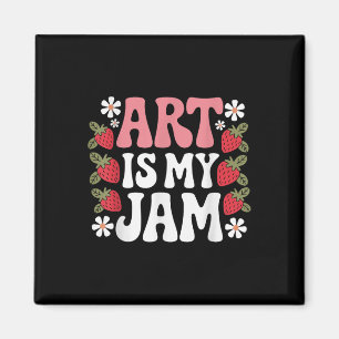 Groovy Art Is My Jam Retro Funny Art Teacher Straw Magnet