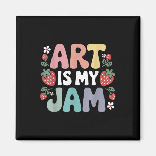 Groovy Art Is My Jam Retro Funny Art Teacher Straw Magnet