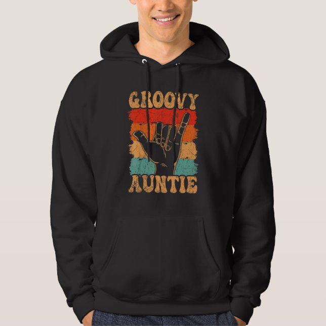 Groovy Auntie 70s Aesthetic Nostalgia 1970's Retro Hoodie (Front)
