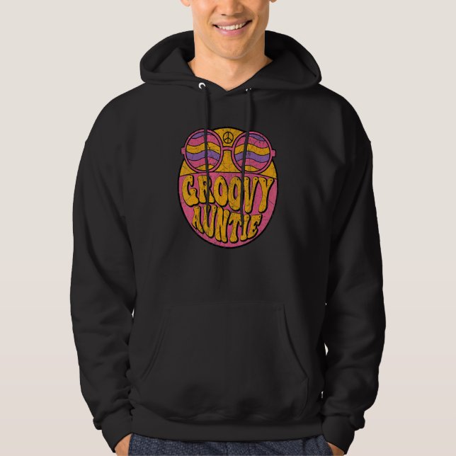 Groovy Auntie 70s Aesthetic Nostalgia 1970's Retro Hoodie (Front)