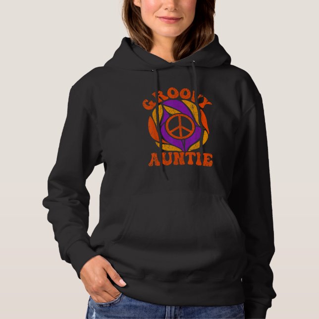 Groovy Auntie 70s Aesthetic Nostalgia 1970's Retro Hoodie (Front)