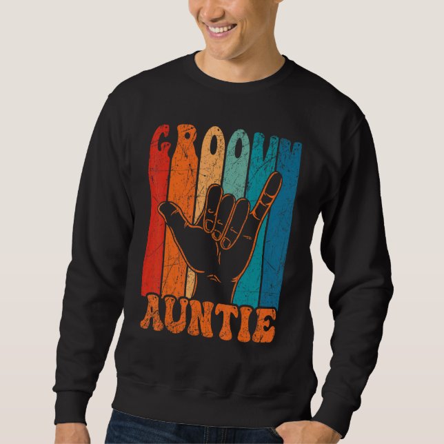 Groovy Auntie 70s Aesthetic Nostalgia 1970's Retro Sweatshirt (Front)