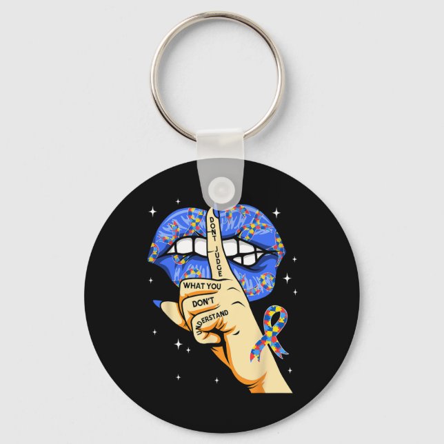 Groovy Autism Awareness Dont Judge What You Don't  Key Ring (Front)
